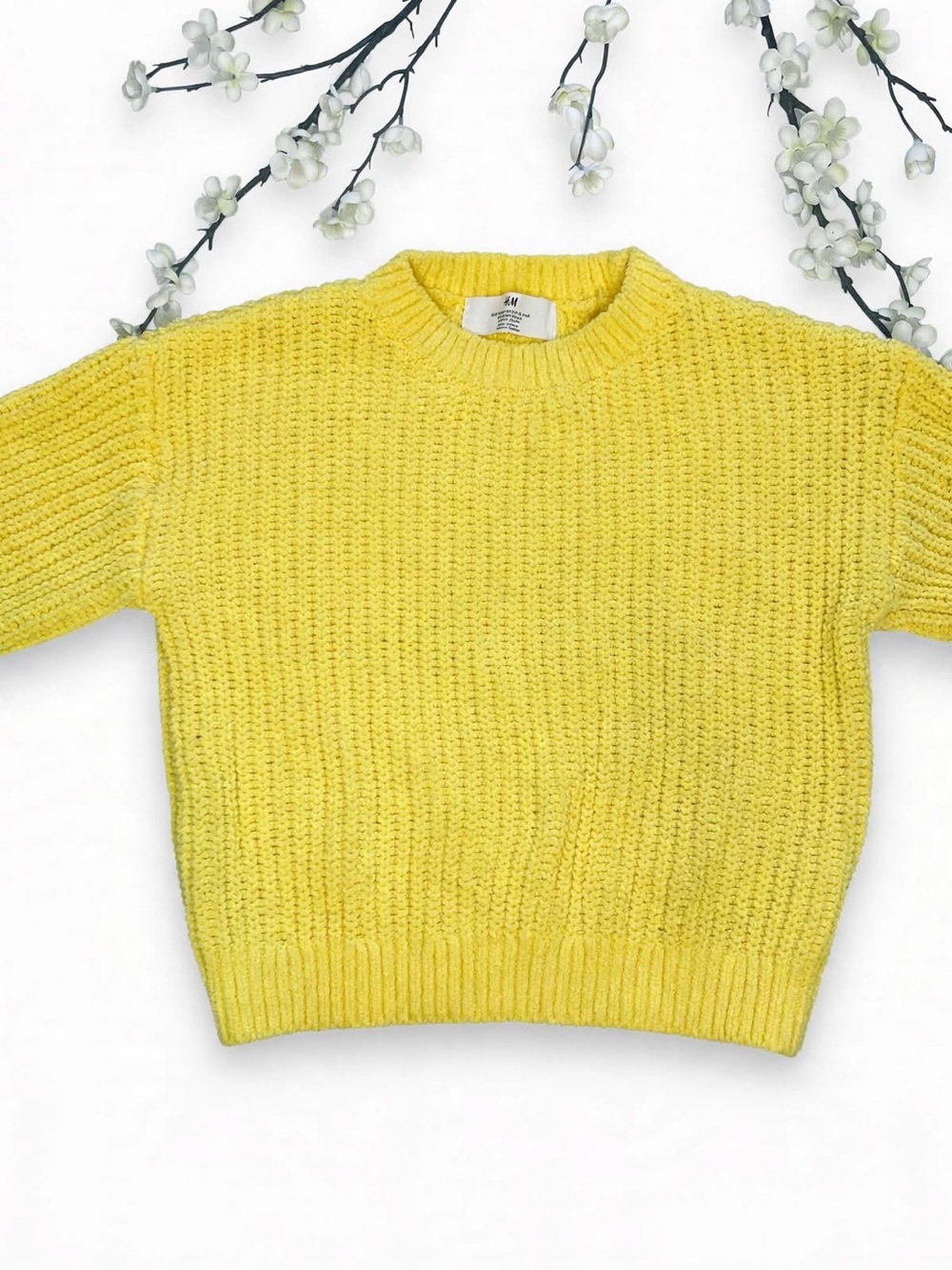 H&M Bright Yellow Chunky Knit Crewneck Sweater
